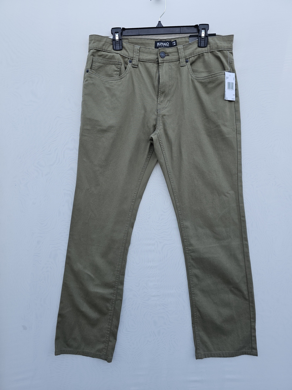 NWT Buffalo David Bitton Straight Six Pants Olive Green 33x30 Stretch